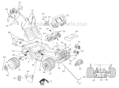 Page A Diagram and Parts List for H4805  Power Wheels Ride-On Cars
